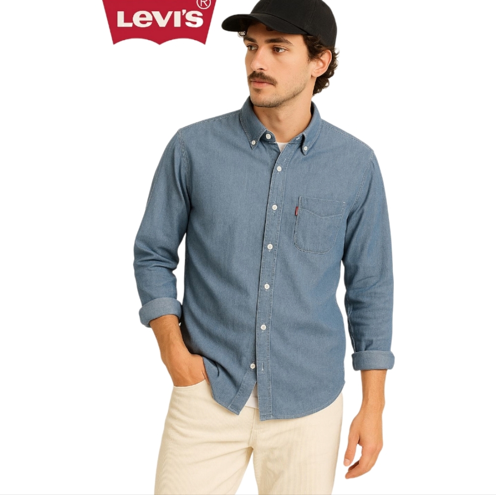 Levi's Men's Blue Casual Button Down Shirt Fits a large 100% Cotton